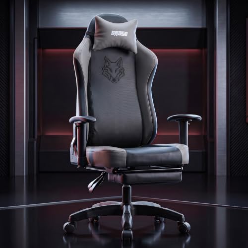 Image of DROGO Alpha-X Ergonomic Gaming Chair with Footrest | Premium PU Leather with 135 Recline | 2D Padded Armrest | Computer Chair for Study |Office Chairs for Work from Home With Neck Support(Black&Grey)