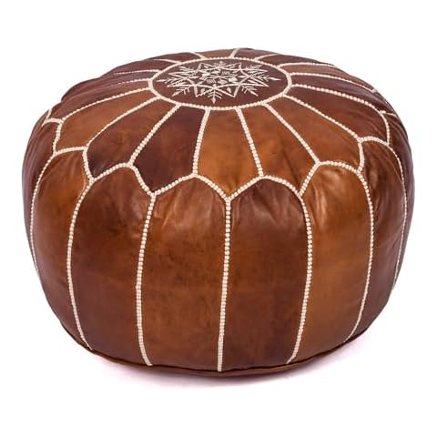 Moroccan Leather Pouf Ottoman Cover Cover
