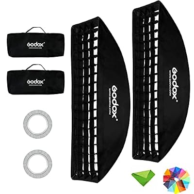 Godox 12x 47/30x120cm Softbox Reflector Modifier with Honeycomb Grid Bowens Mount Speedring for Photo Strobe Studio Flash Softbox for Godox AD600BM SK400II MS300 AD400Pro VL150 w/Carrying Bag (2Pcs)