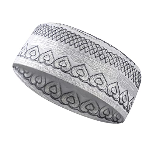 Image of Men Muslim Prayer Kufi Hat Prayer Headwear Cap Islamic Beanie Skull Cap Embroidery Kofia Topi Sun Hat
