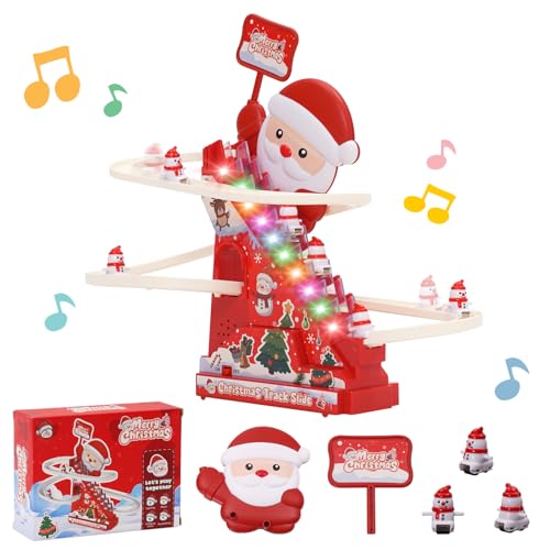 Escalera Tobogán Pista Juguete con 5 Muñecos de Nieve, Luces y Música, Juguete Eléctrico para Subir Escaleras, Montaña Rusa Juguetes, Pista de Carreras para Coches, Regalo para Niños y Niñas 3+ Años Escalera Tobogán Pista Juguete con 5 Muñecos de Nieve, Luces y Música, Juguete Eléctrico para Subir Escaleras, Montaña Rusa Juguetes, Pista de Carreras para Coches, Regalo para Niños y Niñas 3+ Años