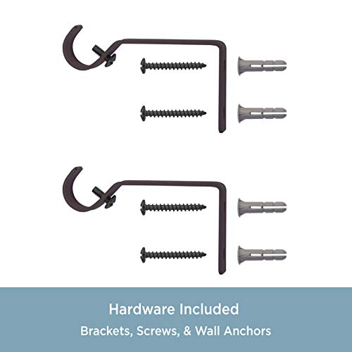 Kenney Chelsea 5/8" Standard Decorative Window Curtain Rod, 28-48", Bronze, 4 Pack #TOP4