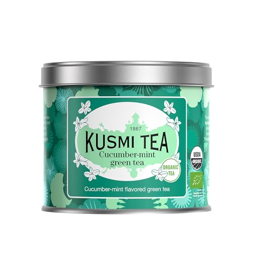 Kusmi Tea - Grüntee mit Minze und Gurke - Grüner Bio-Tee mit Minzblättern - Natürlicher Minz- und Gurkengeschmack - Heiß oder als Eistee genießen - Loser Tee - 100 g Metalldose für etwa 50 Tassen