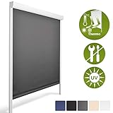 [page_title]-Sol Royal Kassettenrollo SolReflect K24 90x175cm anthrazit Thermorollo - seitliche Führungsschienen - Befestigung ohne Bohren in div. Farben und Größen