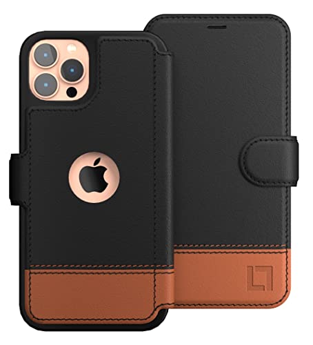 LUPA Legacy Compatible with iPhone 12 Wallet case for Women & Men - 12 Pro case with Card Holder [Slim and Durable] Faux Leather - Flip Cell Phone case, Folio Credit Cover - Sandy Night