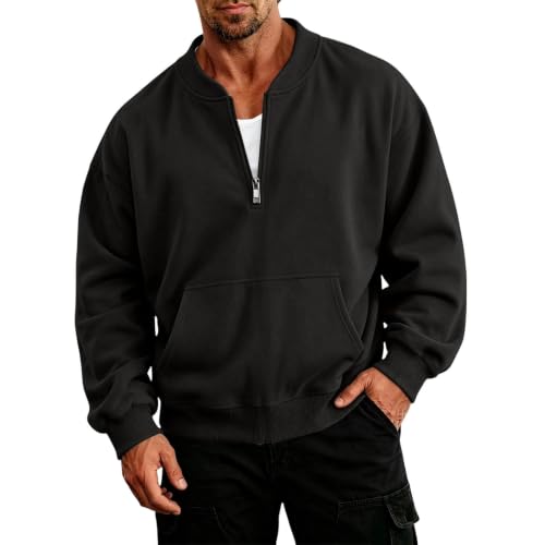 Mens Quarter Zip Pullover Casual Oversized Fleece Henly Sweatshirt - image 2