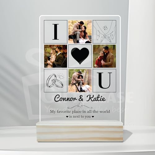 Image of Giftplease Customized Photo And Text Frame With Wooden Stand | Personalised Printed Photo Frame | Gift | Birthday | Anniversary (Transparent, 5MM, 6 * 8 Inches), Tabletop