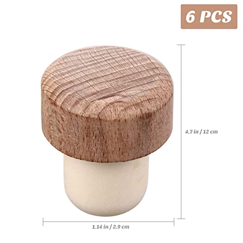 Wine Bottle Stopper 6 Pcs- Natural Soft Wooden Wine Stoppers For Wine Bottles- T Shaped Wine Corks Replacement Corks For Wine Beer Bottle, Glass Bottles, Diy Craft Wine Saver Wine Bottle Stopper #TOP2