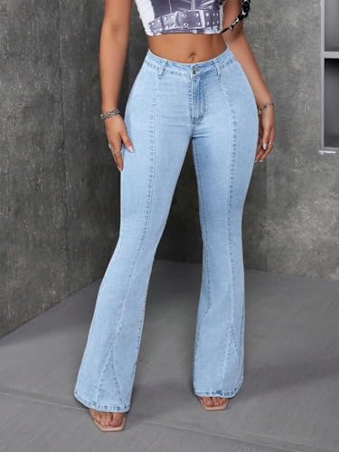 Image of Glossia Bell Bottom Jeans for Women | Stretchable High Waist Flared Denim | Bootcut Butt Lifting Fit | Leg Lengthening | Plus Size 26-38