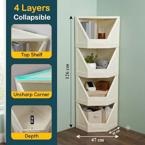 Image of mechdel Cupboard Rack for Clothes Plastic Cabinet for Storages Foldable Wardrobe for Clothes Plastic Cloth Rack for Storages Clothe Storage (Cupboard Rack-1 Door - Wood Brown, 2PCS)