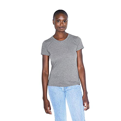American Apparel Women's Tri-Blend Slim Fit Crewneck Short Sleeve Track T-Shirt, Athletic Grey, Medium