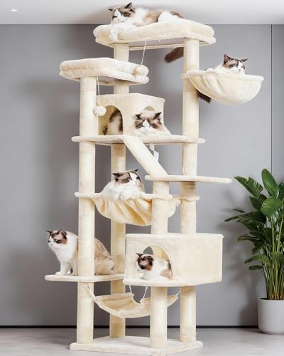Image of Heybly Cat Tree, 71-Inch-Tall Tower for Indoor Cats with 2 Perches HCT034M