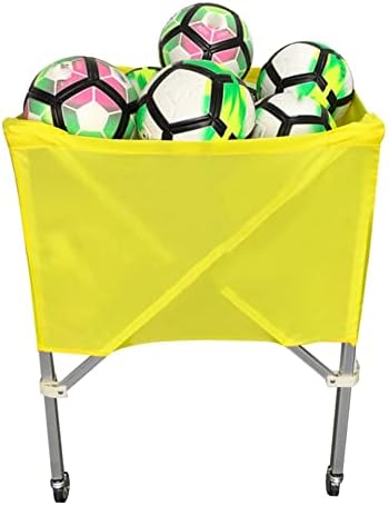 Foldable Rolling Sports Balls Cart - Versatile Storage Rack for Basketballs, Footballs, Baseball Bats, Water Bottles, Hats & More - Blue, 65x55x102cm