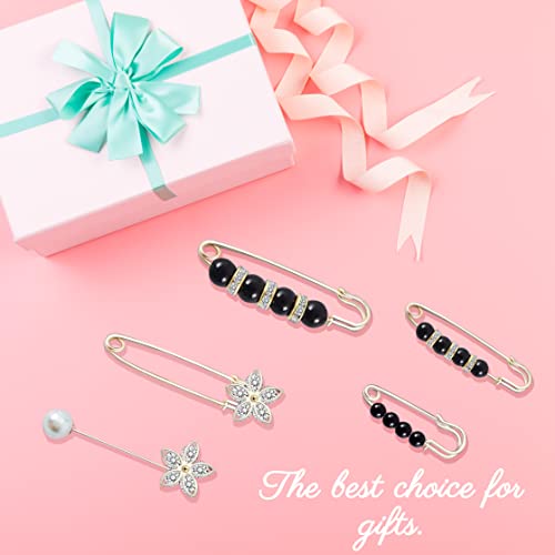 Image of Fashion Pearl Brooch, Sweater Shawl Pearl Pin, Elegant and Fashionable, Enhance your Temperament, Suitable for a Variety of Occasions to Wear (Black)