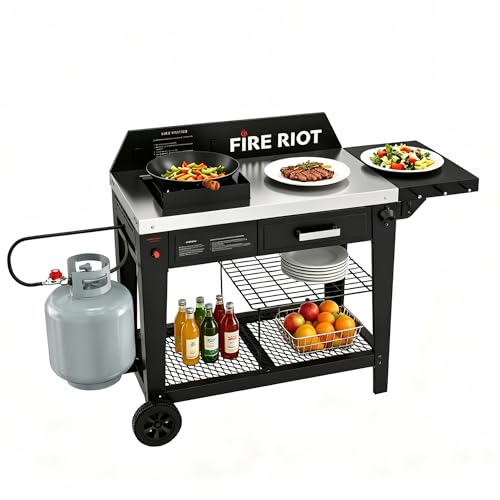 Heavy-Duty Outdoor Wok Cooking Station 50 000 BTU Wok Burner - High-Performance 12.59 Carbon Steel Wok - Perfect for Stir-Frying Searing Tailgating Fishing and Outdoor Wok Station