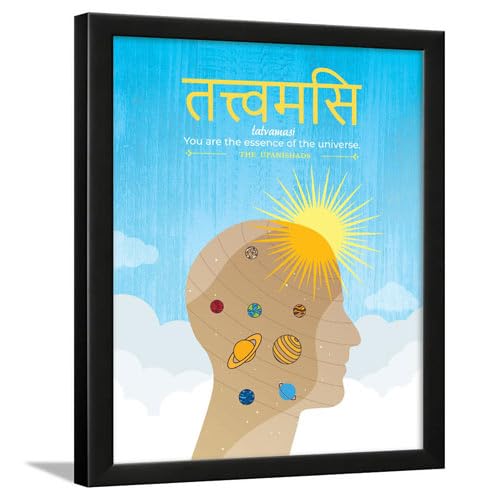 Image of Chaka Chaundh - Sanskrit Gita Upanishad Quotes Frames, tattavamasi wall frames - Sanskrit Framed Posters - Quotes Wall Frames - Posters with Frame - (37cm x 29cm x 4cm) - Engineered Wood.