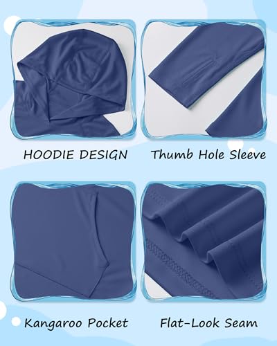 Image of Boys Rash Guard Hoodie UPF 50+ Long Sleeve Sun Protection Swim Shirt