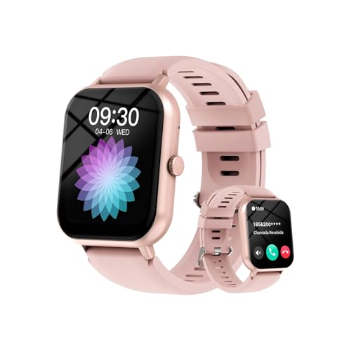 Bettdow SmartWatch, relogio smartwatch feminino com 1.83' Ecrã tátil, à prova d'água IP67, Recebimento de Notificações, relogio masculino com 100+ Modos Esportivos Faz e Recebe Ligações (Rosa)