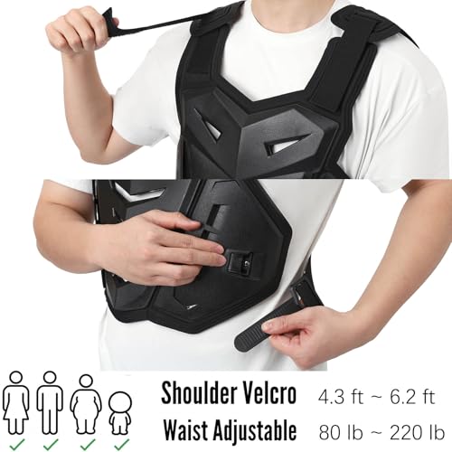 Leichte Brustpanzer-Motorrad-Schutzweste, Dirtbike-Reiten, Off-Road-Rennen, Radfahren, Skifahren, Motocross, Erwachsene, Kinder, Protektor-Shirt, Jacken für Straßenrad, Herren-Rückenschutz (schwarz)