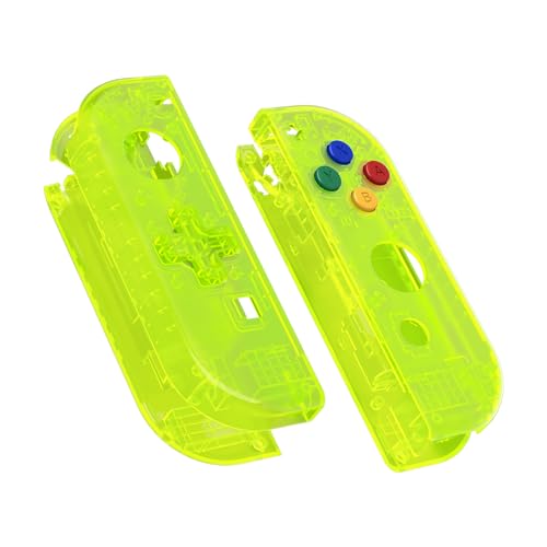 eXtremeRate - eXtremeRate Coque de Remplacement avec Bouton pour Nintendo Switch Joycon (Version D-Pad), Coque avec Bouton Customisé pour Nintendo Switch OLED Joycon, Vert Citron Clair