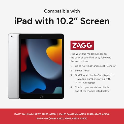 Image of ZAGG Pro Keys Wireless Keyboard with Trackpad and Detachable Case - Compatible with The Apple iPad 10.2 inch(Gen 9,8,7) - Charcoal
