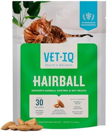 VetIQ Hairball Treatment for Cats, Cat Hairball Remedy Crunchy an...