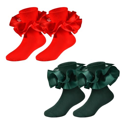 Girls Ruffle Socks Toddler Girls Lace Sock Baby Girl Big Double Lace Ruffle Turn Cuff Socks Toddler Dress Socks