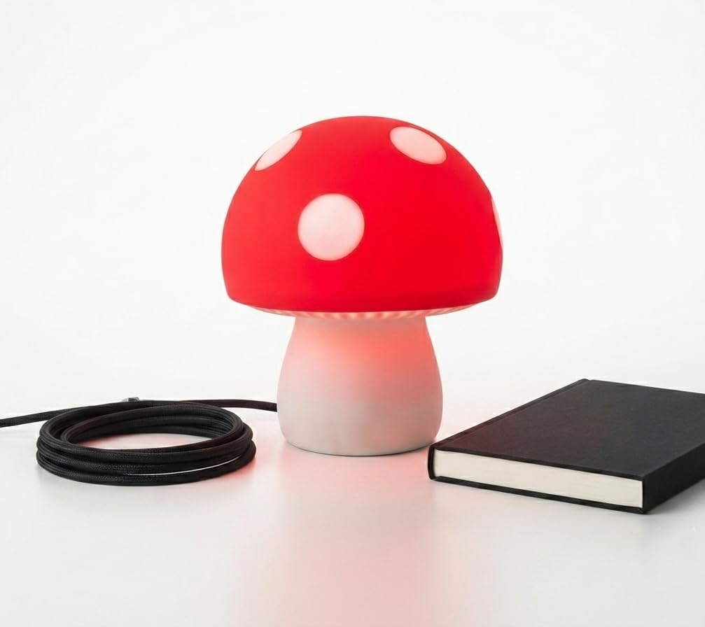 Osm Mushroom LED Table Lamp Red, 228x152 mm Warm Glow | Whimsical Design, Bedside Night Light, Stable Base, Kids & Home Decor, Versatile Placement-image-1