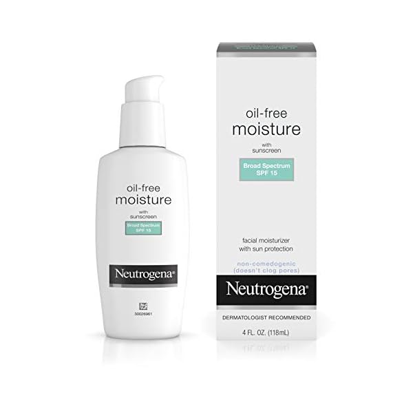 Neutrogena Oil Free Daily Long Lasting Facial Moisturizer & Neck Cream - Non Greasy, Oil Free Moisturizer Won't Clog Pores - SPF 15 Sunscreen & Glycerin, 4 fl. oz