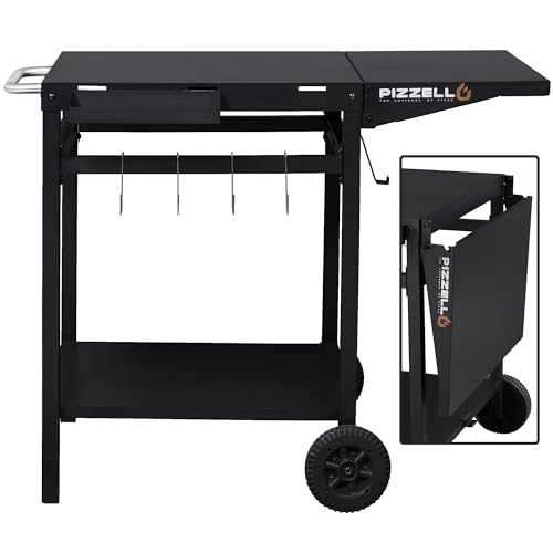 PIZZELLO Grillwagen und Vorbereitungsstation, Outdoor-Grillwagen, Pizzatisch, Servierwagen mit...