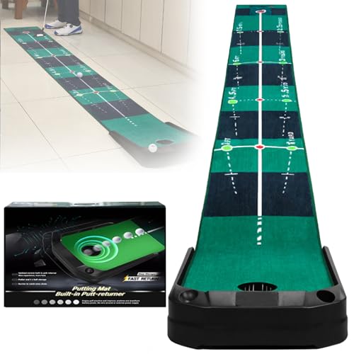 JINEKU Indoor Golf Putting Practice Mat for Adults and Kids, Electric Ball Return, Velvet Fabric, Golf Gifts for Home and Office, 3 Meters