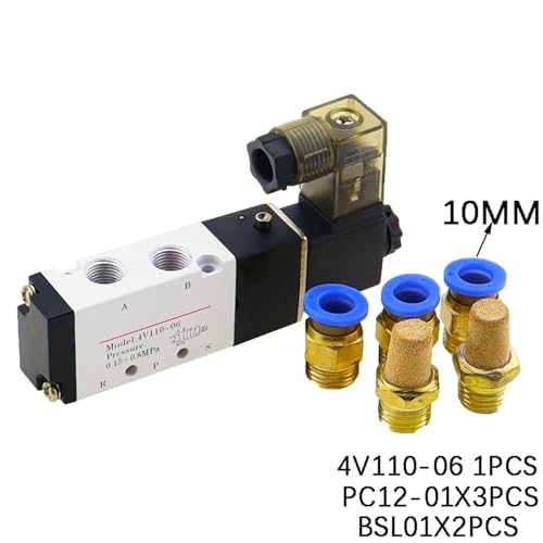 Électrovanne pneumatique 4V110-06 à commutation rapide 12V DC orifices 1/8 - 3