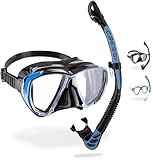 Cressi Big Eyes+Alpha Ultra Dry Combo Black/Azure - Combo Set Mask + Snorkel UD for Diving and Snorkelling, Black/Azure, One Size, Adults
