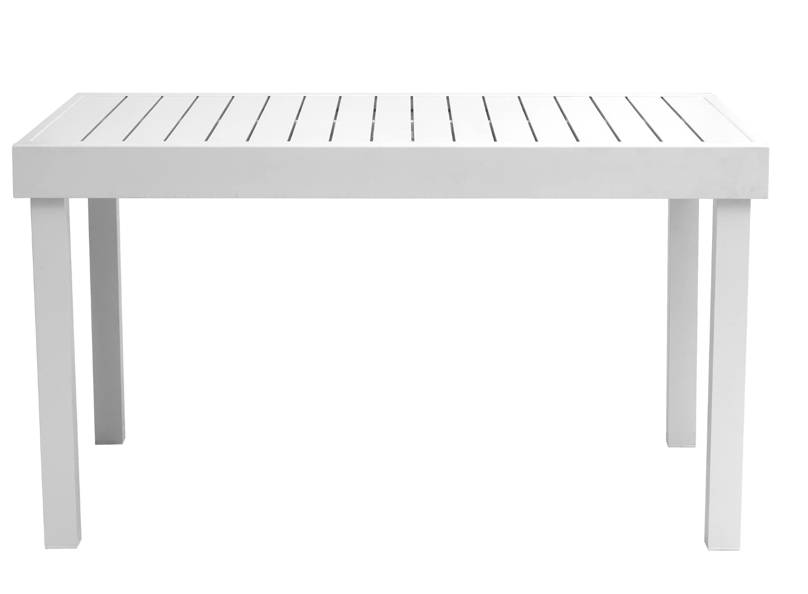 Gruppo Maruccia - Mesa de jardín extensible - Estructura de aluminio para exteriores - Tablero con acabado de láminas - Longitud hasta 2,7 metros (blanco)