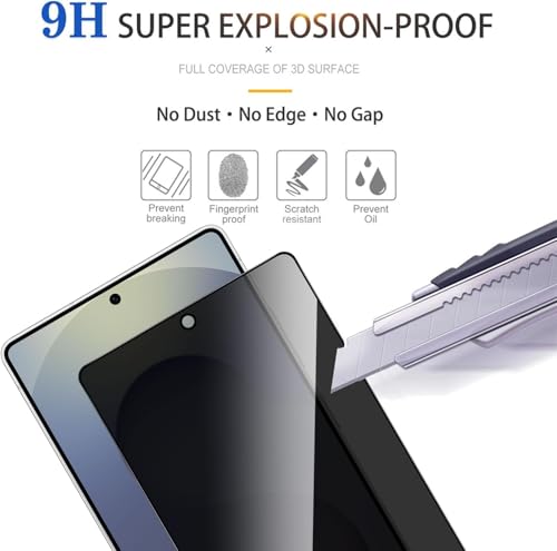 Image of Uyiton by SHILD - (2 Pack) Privacy Tempered Glass for Samsung Galaxy S25 Ultra 5G (6.9 inch) | Anti-Spy | HD Clarity | Fingerprint Sensor Compatible | 9H Hardness | Easy Installation