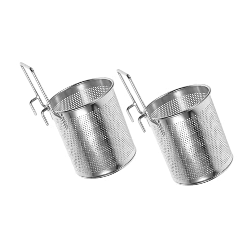 WEKADRIN 2個ステンレス製火鍋用ストレーナー 耐熱メッシュざる 麺調理 揚げ物対応 掛けフック付で収納便利 錆びにくく衛生的なキッチンツー