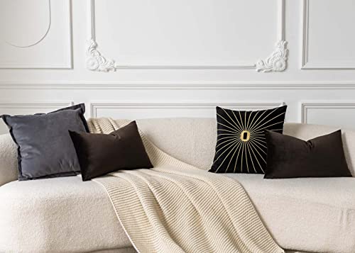 Image of JUSPURBET Couch Pillow Covers Set of 2 Decorative Velvet Throw Pillow Covers Cases for Living Room Bedroom Home Decor Soft Lumbar Cushion Covers with Hidden Zipper for Sofa Bed,Coffee,14x24 inch