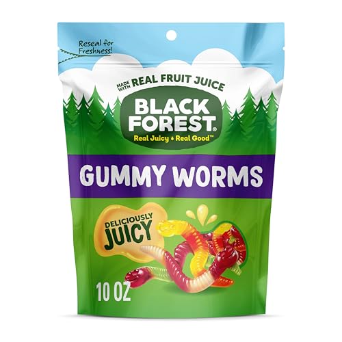 Black Forest Gummy, Worms, Fruit Flavor, Deliciously Juicy, Made with Real Fruit Juice, 10 oz