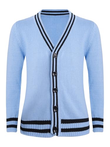 Boys School Uniform Cardigan Sweater Girls Long Sleeve V-Neck Soft Cotton Knitwear Coat 3-14 Years