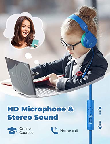 iClever HS19 Cuffie per Bambini Sopra l'Orecchio, Cuffie per Bambini Stereo HD con Microfono, Limitatore di Volume 85/94dB, Funzione di Condivisione, Cuffie Pieghevoli per Scuola/PC/Kindle - Image 3