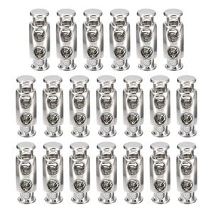 #US 20pcs Double Hole Spring Stop Toggle Stopper String Cord Locks White Nickel