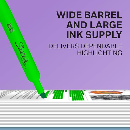 Image of Sharpie Tank Highlighters, Assorted Colors, Chisel Tip, Back to School Essentials, Teacher & Office Supplies, Smear-Resistant, 12-Pack