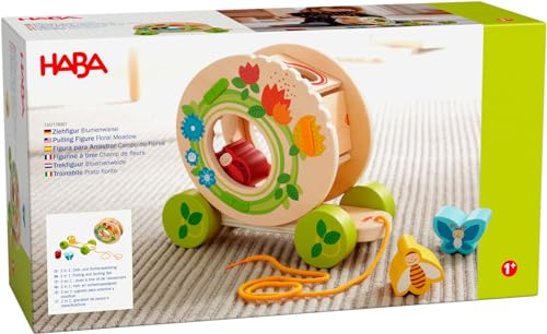 HABA Flower Meadow Pull Wooden Toy Pull Along Toy for Children from 1 Year