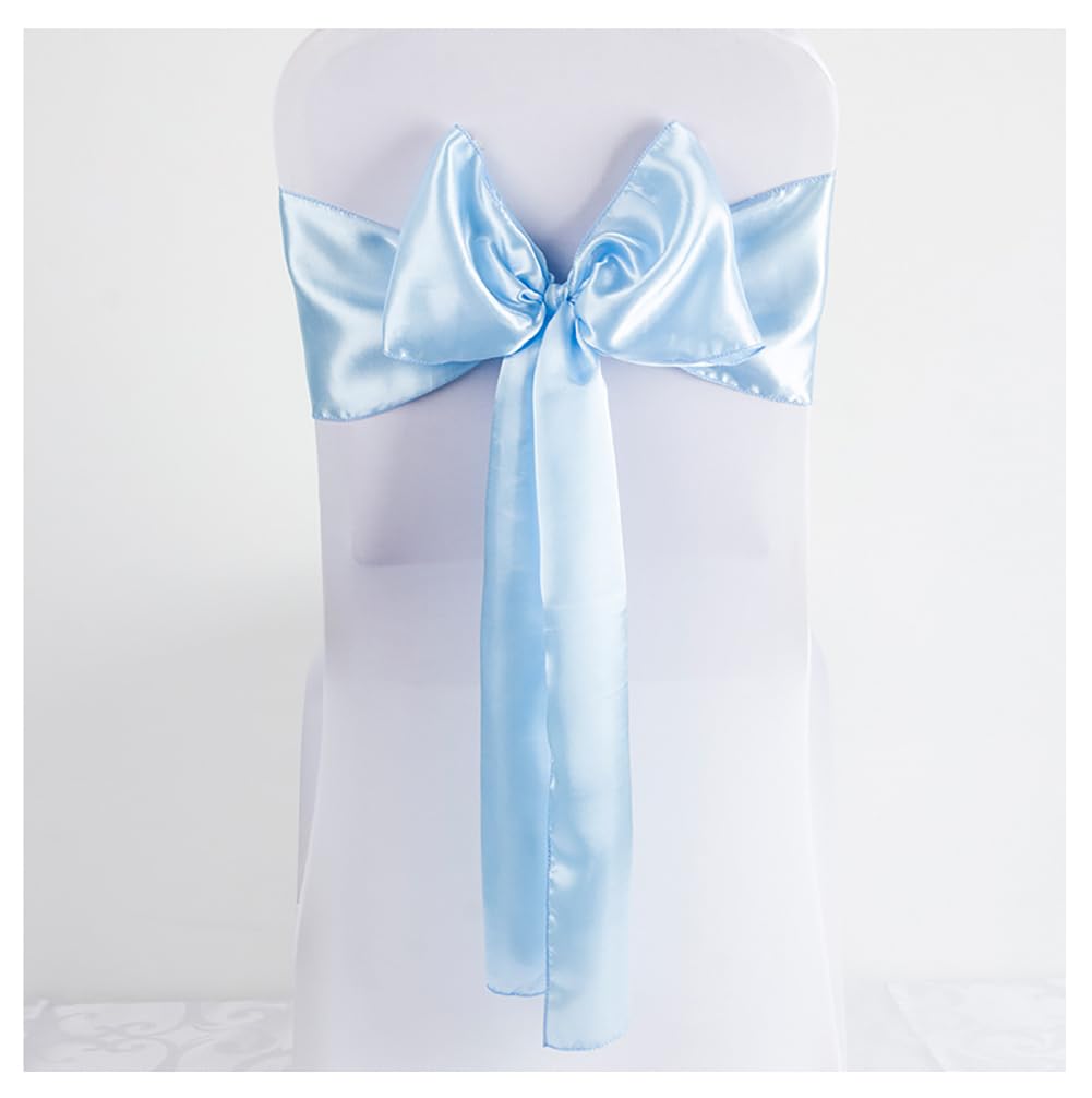 Satin Chair Bows 17 x 275 cm Wedding Decoration Chair Sash Bow Ties Satin Sashes Chair Bows for Wedding Banquet Birthday Party Hotel Home