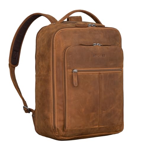Ordinateur portable 17 pouces sac a dos cuir STILORD homme femme marron scuro