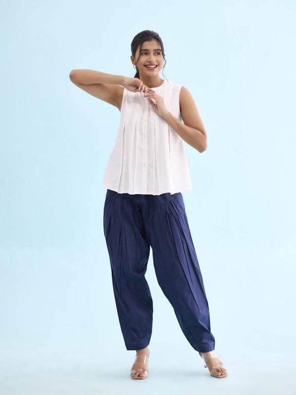 Image of GO COLORS Soft Cotton Salwar for Women | Relaxed Fit, Mid Rise, Ankle Length, Drawstrings