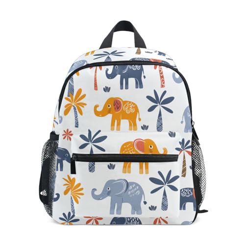 Sac à dos éléphants pour garçon 2-4 ans - Petit cartable de maternelle blanc 30,5 cm