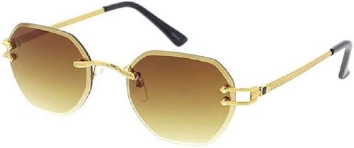 Miniatura 2 de Gafas de sol redondas de lujo geométricas sin montura delgadas de aviador