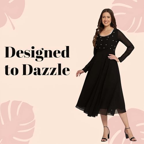 Image of PH POSHAKHUB Georgette Regular Fit Hand Embroidery Anarkali Kurta Set for Women, Yoke Anarkali Kurta for Woman, Ankle Length Anarkali Suit for Women, Full Sleeve Kurti, Dress for Woman