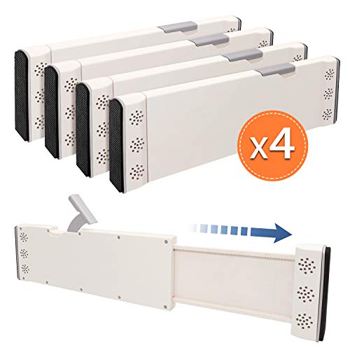 JONYJ Drawer Dividers, 4 Pack Expandable Drawer Dividers Organizers, Adjustable Separators 4" High